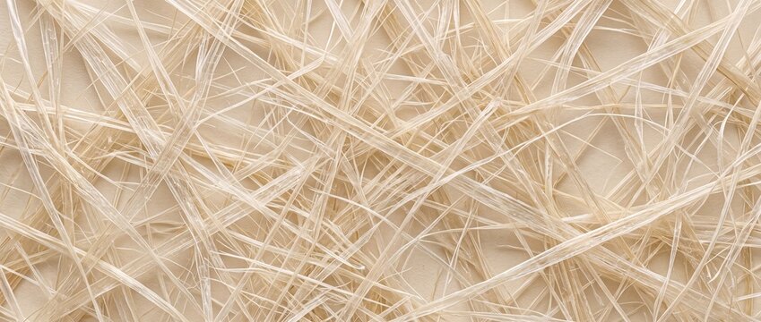 Macro Abstract Background Featuring Intricate Interwoven Natural Raffia Fibers Creating a Complex Textured Organic Surface Pattern