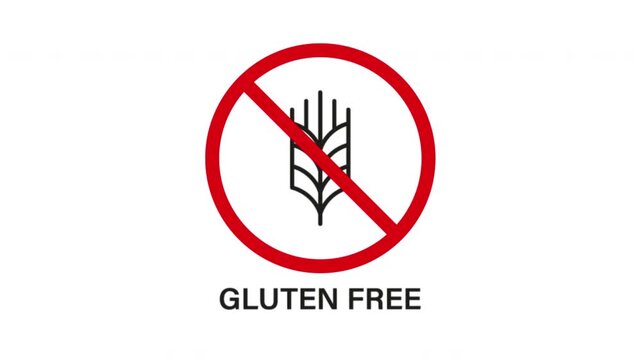 Gluten-Free Symbol Animated Icon With Alpha Channel. Dietary Restriction, Allergy Awareness, And Health-Conscious Label Silhouette Motion Graphic. Food Safety Certification. On Transparent Background