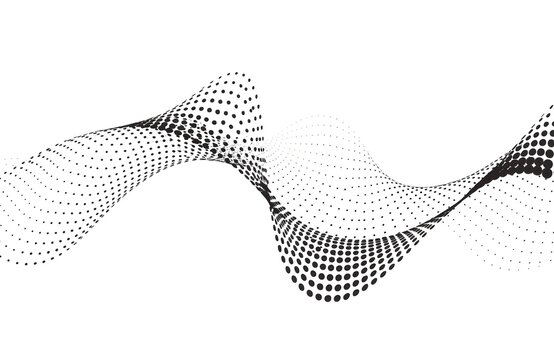 Dynamic Black Halftone Dot Wave Pattern Banner