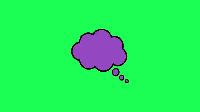 Purple thought bubble with ellipsis on bright green background