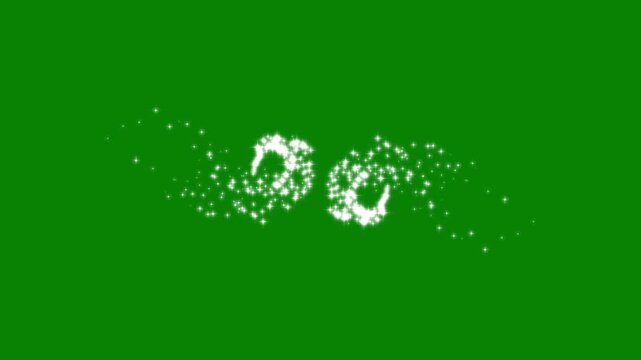 Luxury white glitter sparkle stars line trail, glittering flat vector doodles, cartoon doodle style blinking stars, particle magic tail sparkling glitter star dust loop, green screen 4k.
