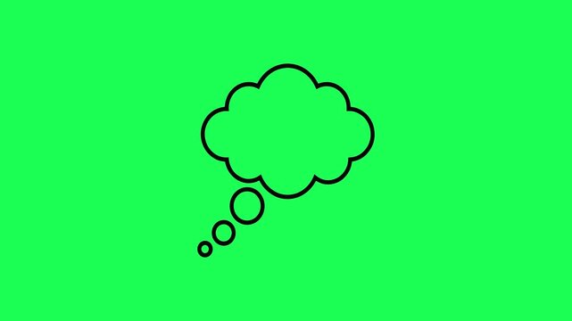 Simple black thought bubble icon on bright green background