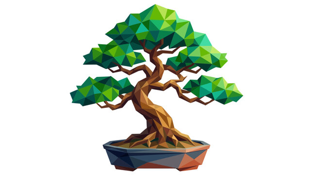 Low Poly Bonsai Tree Illustration Isolated