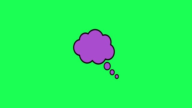 Simple illustration of a purple thought bubble on green
