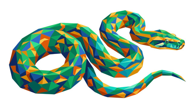 Low Poly Colorful Snake Geometric Vector Illustration Isolated