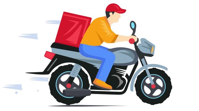 Motorcycle Delivery Rider with Package Animation