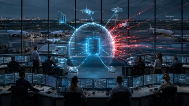 Airport Cybersecurity Command Center Protecting Aviation Network from Digital Attacks