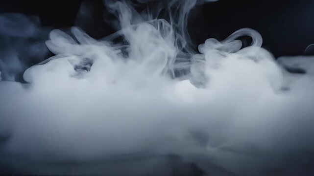 Thick white smoke cloud on dark background with soft swirling mist and vapor effect