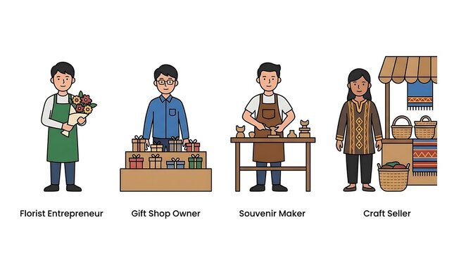Small business owner characters.