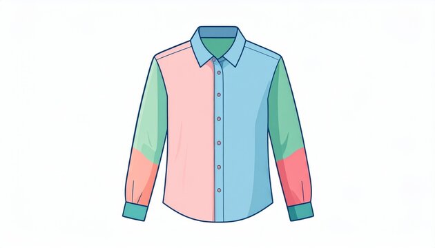 Colorful button-down long sleeve shirt.