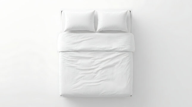 View of a neatly made white bed with two pillows bedding 1