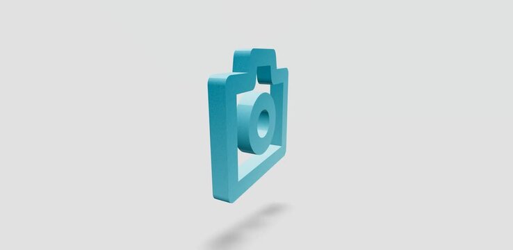 Simple flat video camera icon isolated on grey