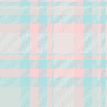 Mat check pattern textile, vertical plaid vector tartan. Vogue background fabric seamless texture in powder blue and spa blue colors.