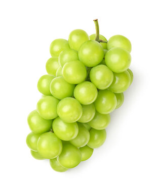 Top view of Green grape isolated on white. Shine muscat grape.