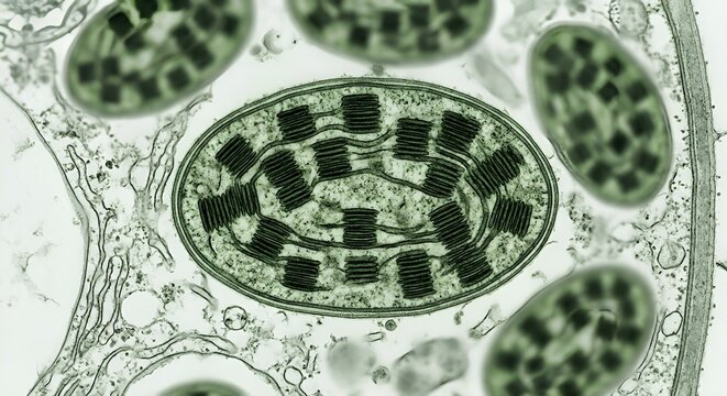 Microscopic Chloroplast Structure with Internal Membrane Stacks