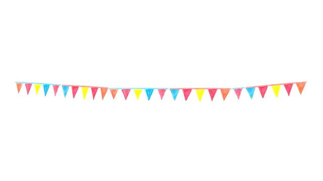 Watercolor party pennant flags garland hanging decoration for celebration animation