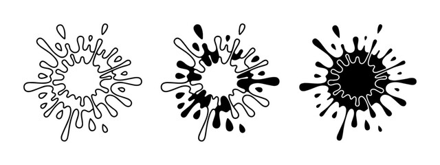 Obraz premium Ink Splatter Vector Icons, Paint Splash Graphics, Liquid Droplet Shapes