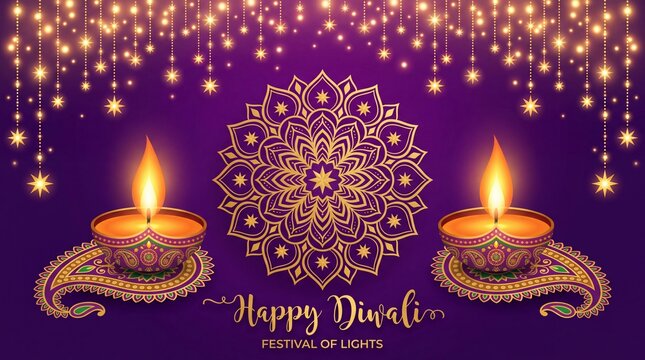 Happy diwali festival of lights greeting card