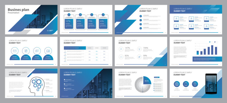 business presentation design template and page layout design with info graphic elements graph and chart design for brochure, book, magazine, annual report and company profile, concept