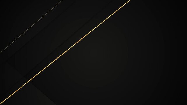 Minimal black geometric forms cross diagonally with a fine gold line and spacious centre. Ideal for luxury branding, corporate titles, product showcases, presentations, and elegant motion backgrounds.