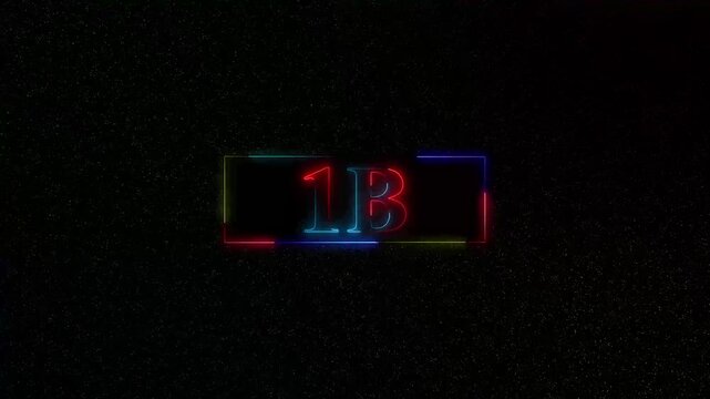 Glowing Neon 1B Typography Animation with Dynamic Light Trail Border on Dark Background