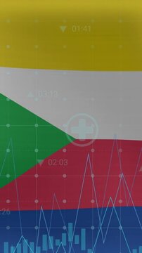 Animation of data processing over flag of comoros
