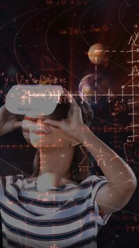 Girl using virtual reality headset 4k