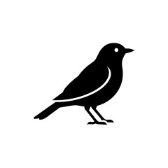 Obraz premium Black Bird Silhouette Vector Icon, Simple Avian Symbol, Minimalist Wildlife Graphic, Nature Element