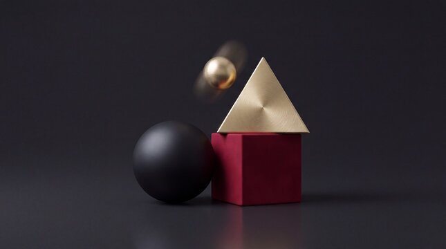 Minimal 3D shapes balance in Black Friday tones