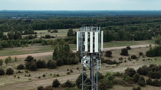 Cellular Network Infrastructure Tower With Multiple Communication Antennas
