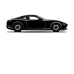 Naklejka premium Sleek luxury sports coupe in dark silhouette showcasing futuristic aerodynamic design and speed