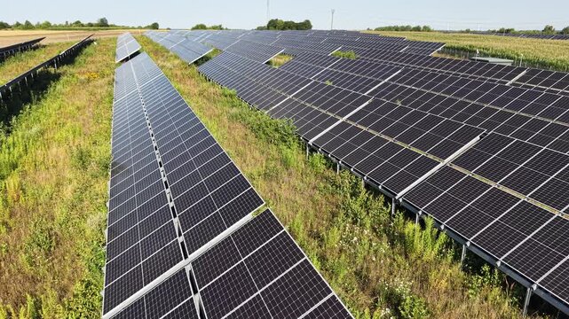 Solar panel farm on agricultural land
