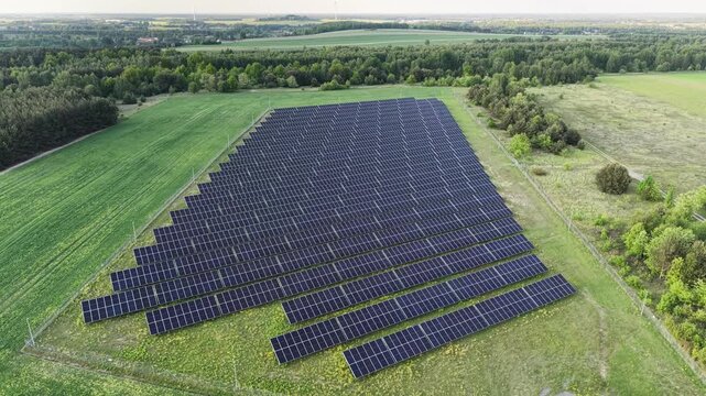 Renewable energy solar farm captured by aerial photography