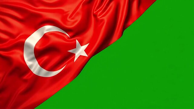 Turkey Flag Waving on Green Screen Chroma Key Animation Footage