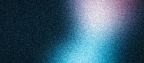 Fototapeta na wymiar Grain texture glowing gradient background light blue purple blurred shape on dark backdrop for digital header wallpaper banner poster cover design