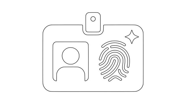 Identity card with fingerprint biometric verification icon animation