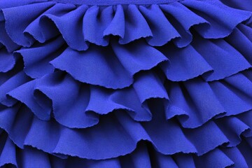 Obraz premium Blue fabric ruffles background, abstract textile texture with soft folds and waves