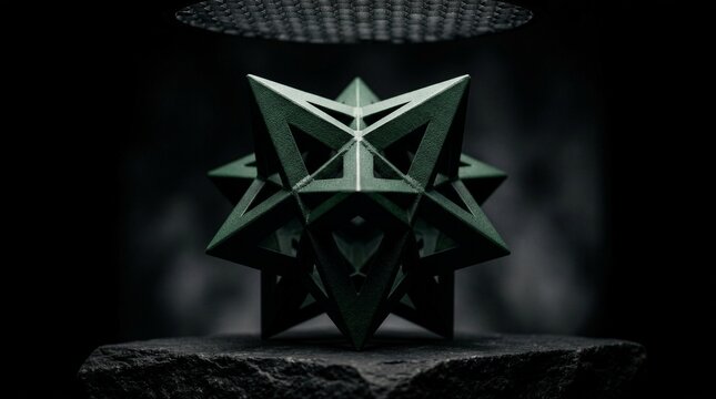 Geometric star sculpture on stone base for modern holiday decor and luxury festive branding projects