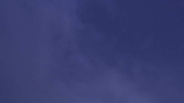 Night sky offering a tranquil and expansive view of dark blue space, showing faint clouds and scattered stars