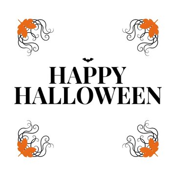 Festive Halloween Logo &ndash; Pumpkin Corners and Bat Accent 