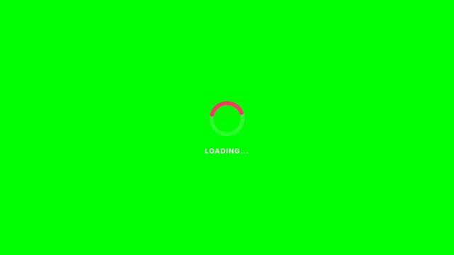 Digital loading spinner buffering animation on green screen