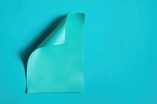 Abstract blue paper sticker with curled corner on matching background