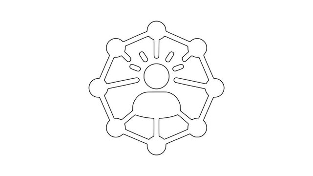 Team around a central network collaborative organization icon