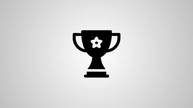 Minimalist trophy icon with star detail animating on light background for victory and achievement concepts.