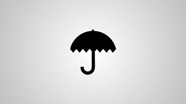 Animated umbrella icon rotating and changing color against a light gray background.