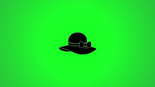 Animated sun hat icon rotating on green screen background.
