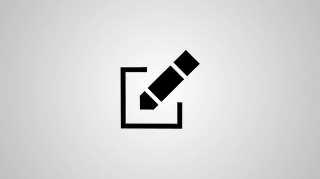 Minimalist edit icon animation on gray background for digital interfaces and content creation concepts.