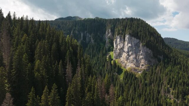 Aerial Reveal of Zanoaga Gorge and Forest