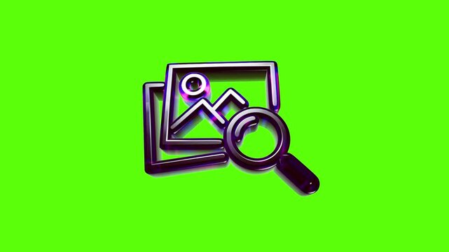 A shiny purple picture icon with a magnifying glass representing image search and visual discovery on the web