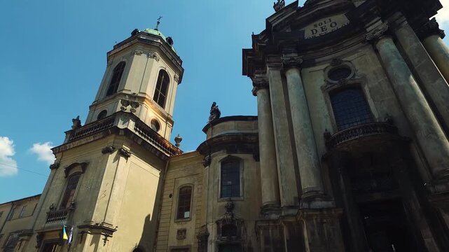 Lviv, Ukraine, Church of Holy Eucharist, Dominican Cathedral in Old Town, Exterior on Sunny Summer Day